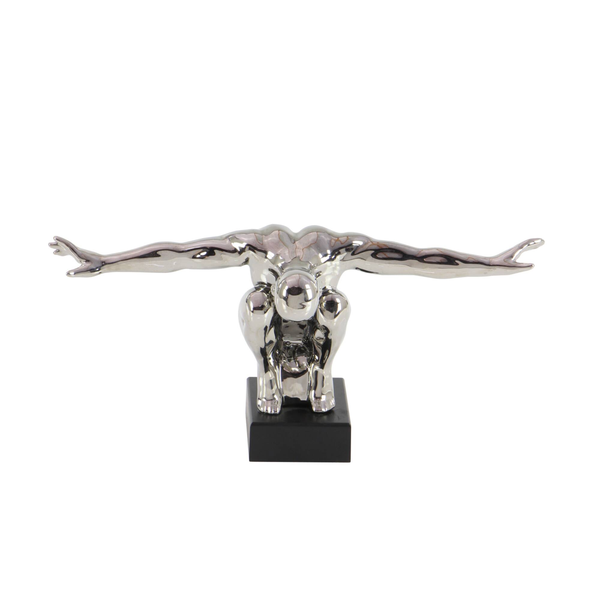 17" Silver Porcelain Traditional Man Sculpture